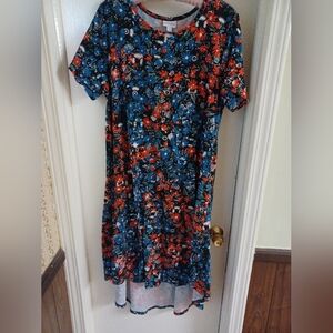 Black Abstract Floral Print Lularoe Carly Dress